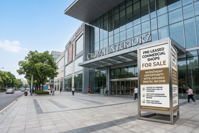 Pre-Leased Ground Floor Retail Shop For Sale at Crown Interiorz Mall Faridabad – Rental Income Asset