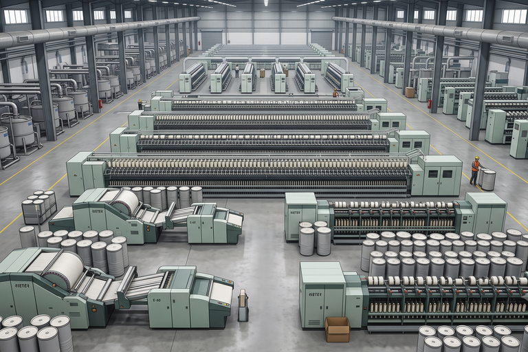 Complete Textile Manufacturing Plant with Ring Spinning, Murata Vortex & Yarn Dyeing Units