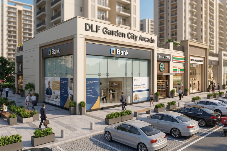 Pre-Leased Bank Retail at DLF Garden City Arcade Sector 92 Gurugram – High Street Investment Opportunity
